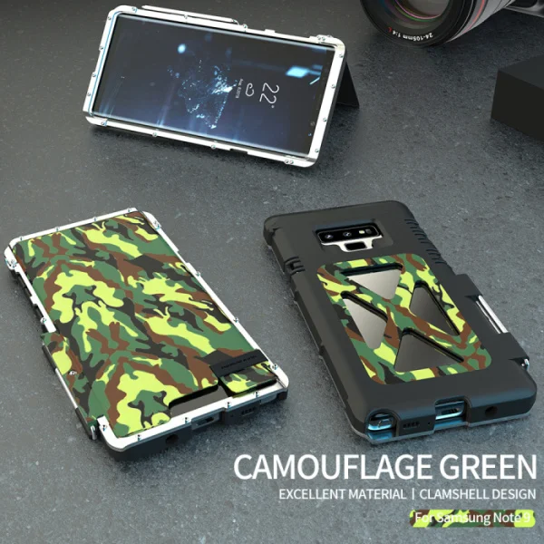 Зеленый Чехол для телефона для samsung Galaxy Note 9, роскошный стальной металлический флип-чехол для samsung Note 9, жесткий чехол с полной защитой, Note9 - Цвет: Зеленый