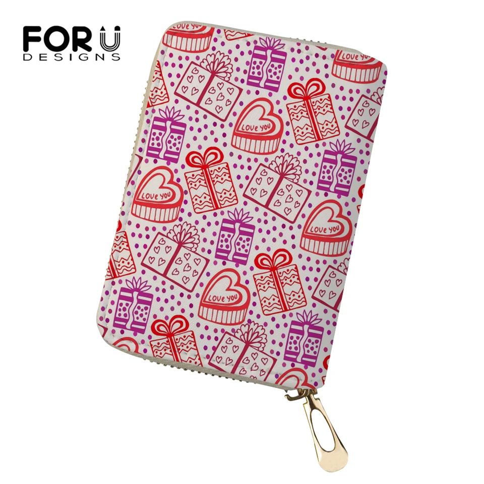 

FORUDESIGNS Fashion Women Business PU Card Holder Kawaii Bear Prints Girls Money Purses Cartoon Animal Pattern Cluth Wallets