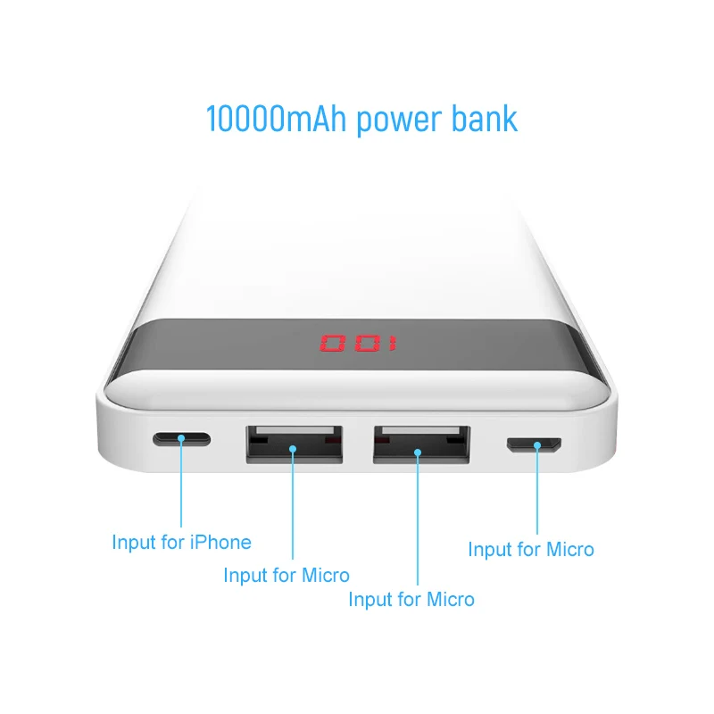 Yoobao, маленький внешний аккумулятор для Xiaomi Mi, 10000 мА/ч, светодиодный Pover Bank, портативное зарядное устройство, внешний аккумулятор, повербанк для iPhone 7, SE, телефона