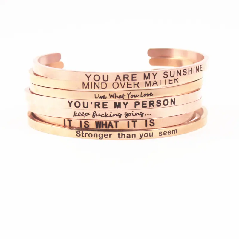 4 мм розовое золото из нержавеющей стали положительный вдохновляющий браслет с