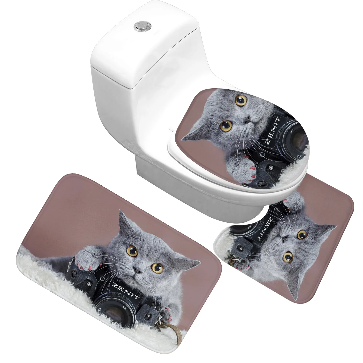 Zeegle Pet Cat Bathroom Carpet Mats Shower Mat Non Slip Flannel 3D Printed Rugs and Set | Дом и сад