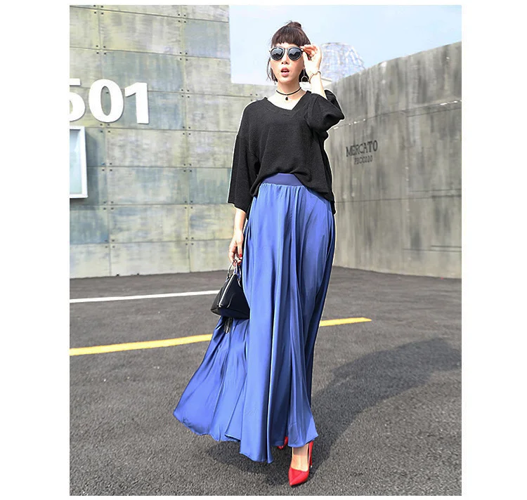 Подиум плюс размер брюки Макси Boho пляжные женские палаццо широкие свободные