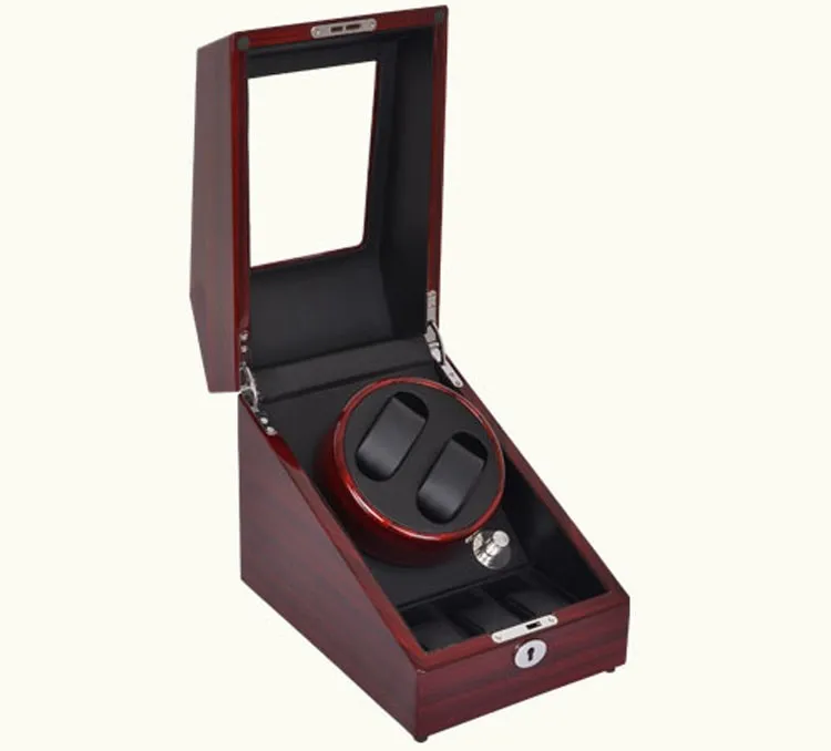 High End Mute Motor Watch Winder с автоматическим заводом деревянные часы коробка для 2 часов с 3 сетками хранения