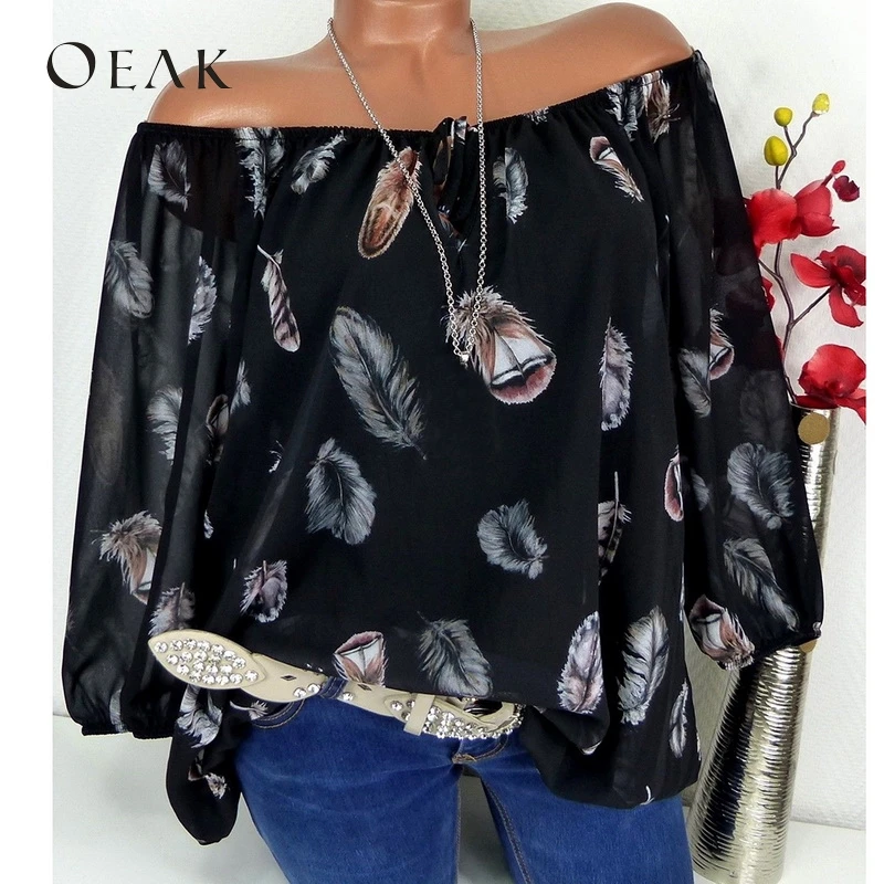 OEAK 5XL летние женские Базовые Футболки с принтом перьев футболки коротким рукавом