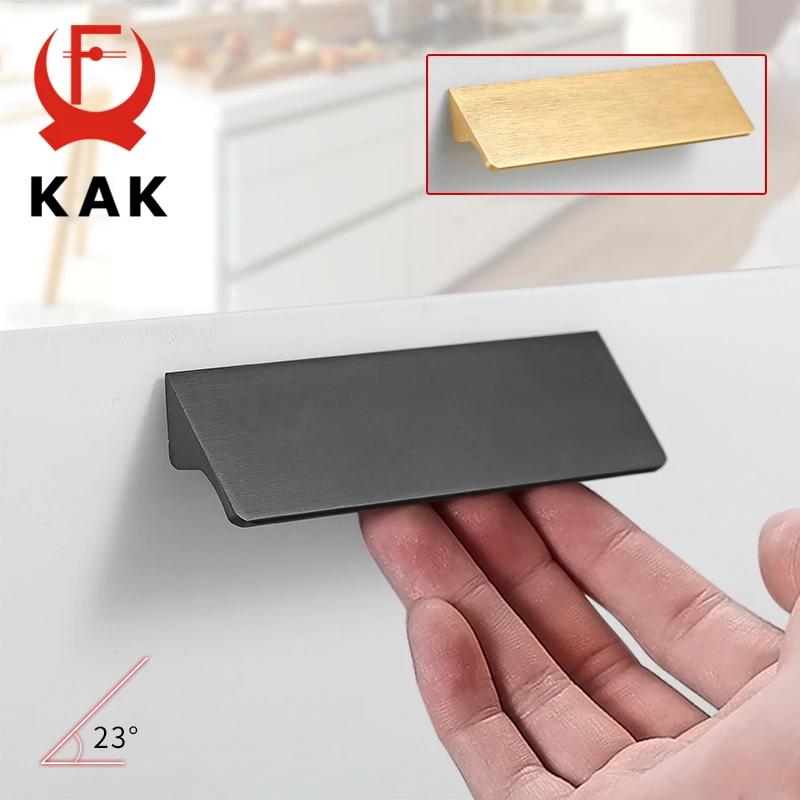 Скрытые ручки для шкафов KAK черный серебристый золотой цвет из алюминиевого