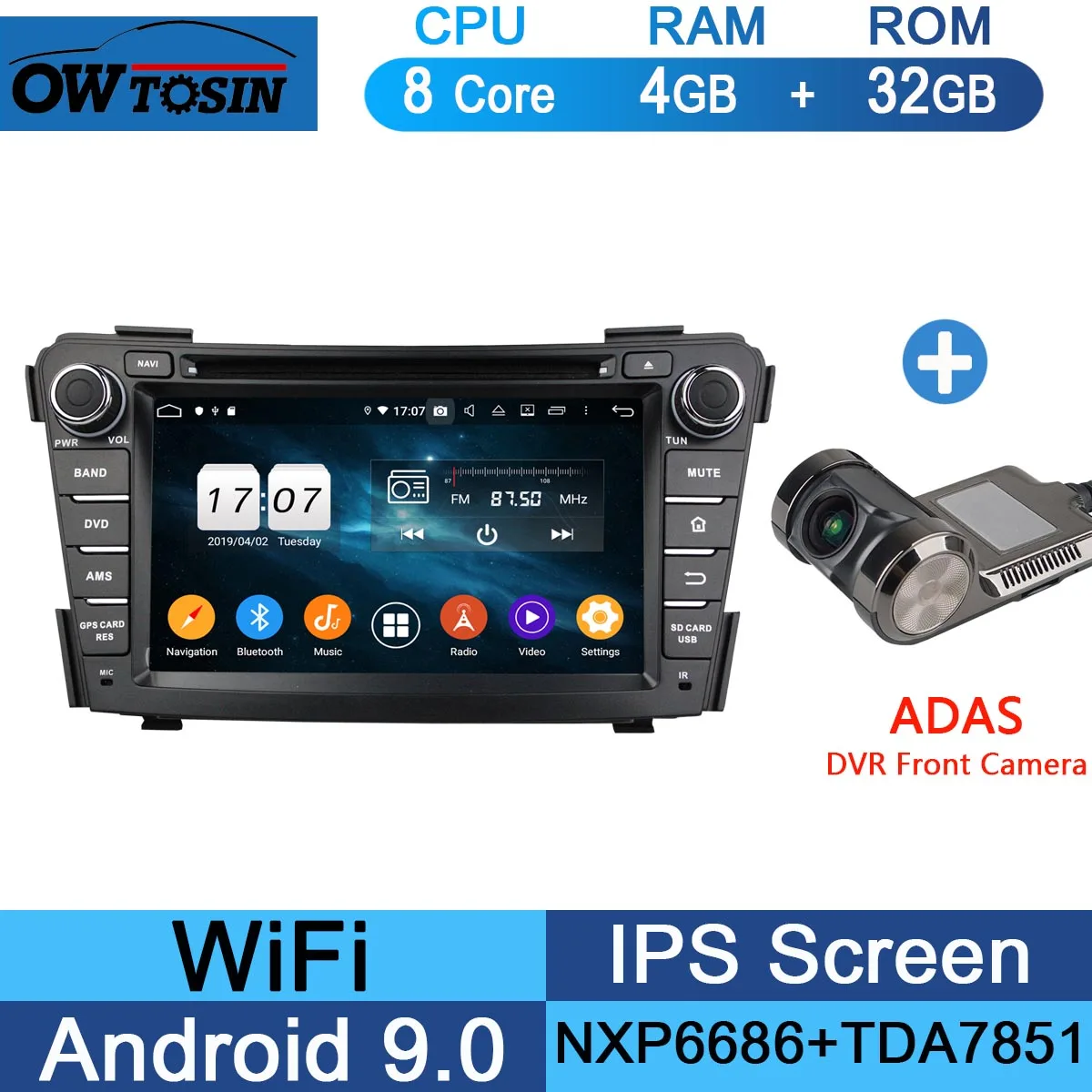 32G Adas Camera " ips 8 Core 4G ram+ 64G rom Android 9,0 автомобильный dvd-радио GPS для hyundai I40 2011 2012 2013 DSP CarPlay Parrot BT - Цвет: 32G Adas Camera
