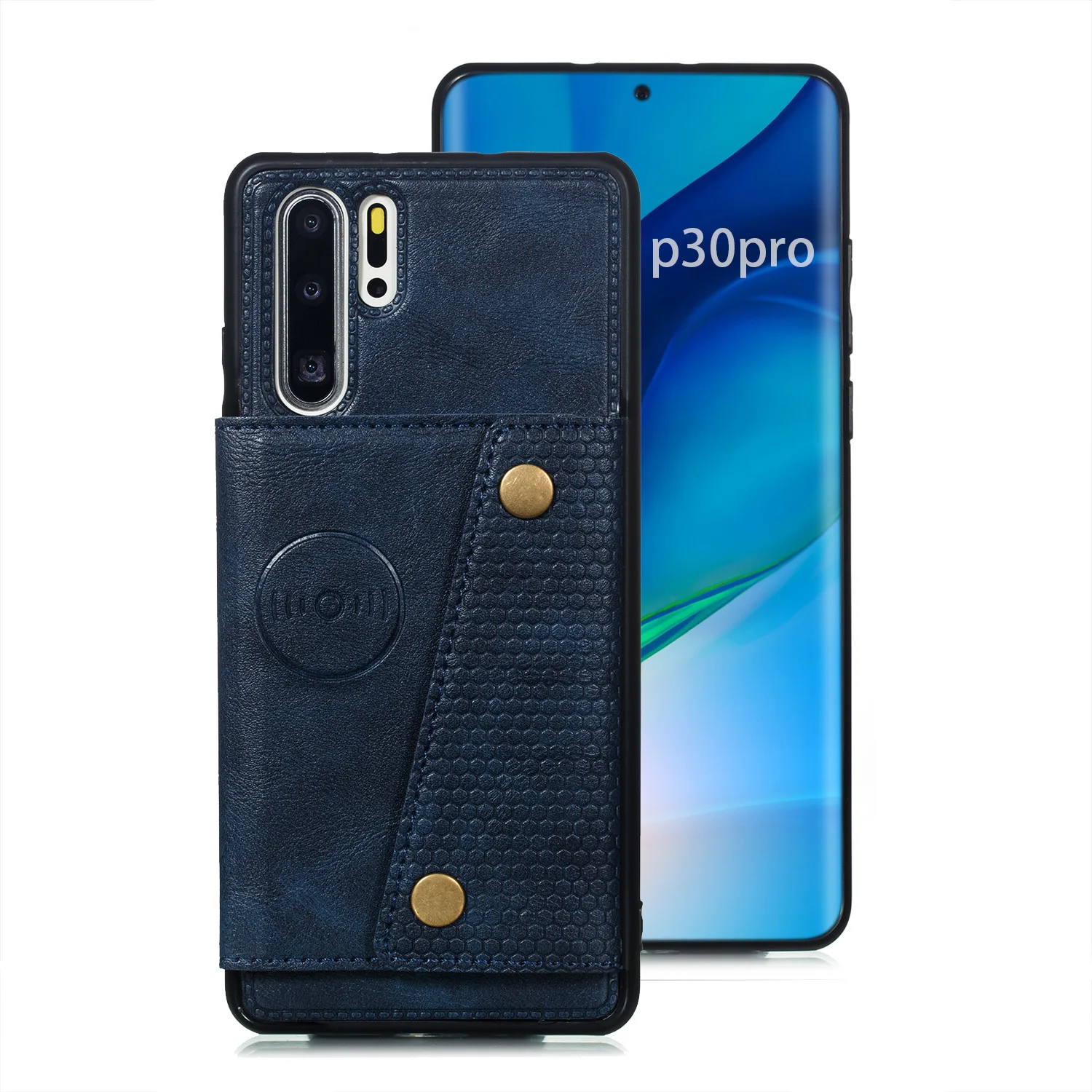Синий Hawei mate 30 Etui, держатель для карт, кошелек, чехол для huawei P30 mate 30 Pro 20 P20 Lite, кожаный карман для карт, задняя крышка, P30lite Coque - Цвет: Синий