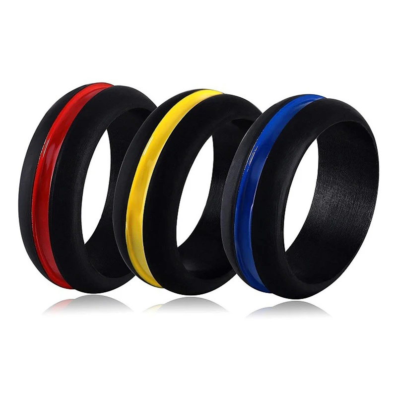 3/набор красный желтый цвет модные силиконовые кольца для мужчин и женщин