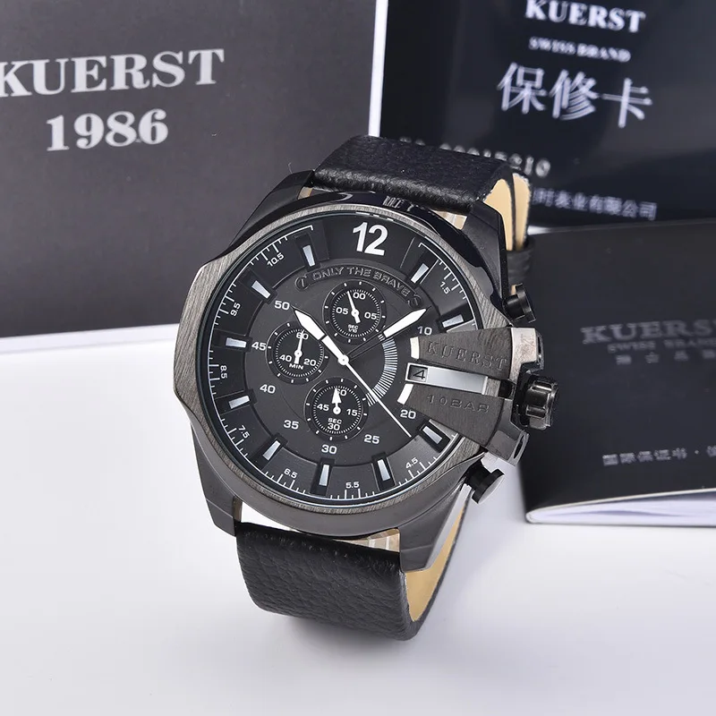 4283 Роскошный бренд KUERST G style shock Series новые мужские спортивные часы мужские водонепроницаемые кварцевые часы модные с кожаным ремешком хронограф - Цвет: 4283