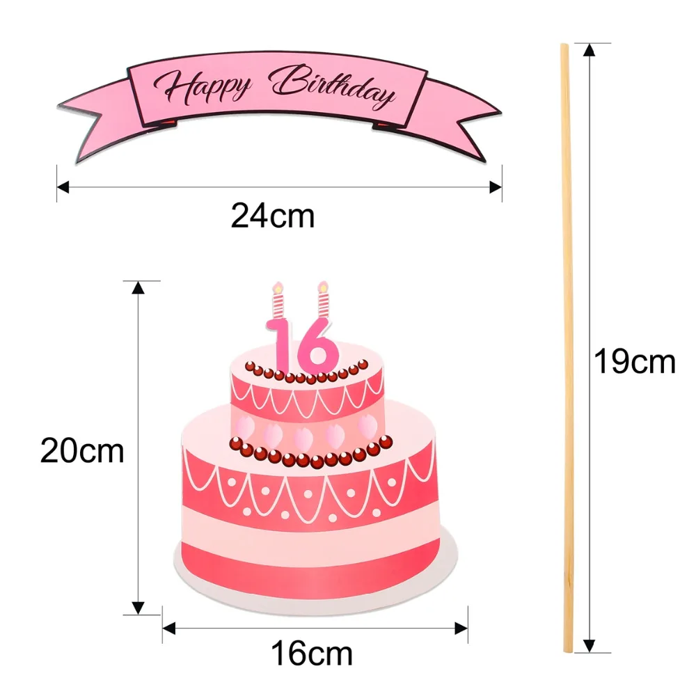 

QIFU 44pcs 16 Year Old Pink Photobooth Props Happy Birthday Party Decorations KIds Funny Gifts Photobooth Props Party Favors
