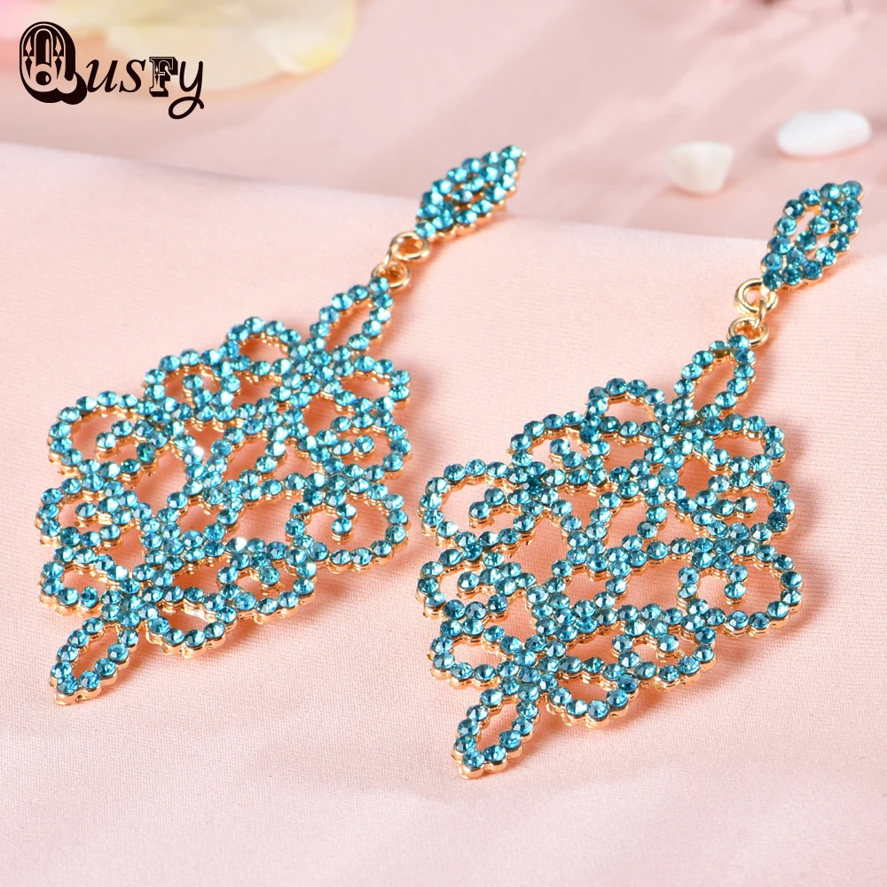 Длинные серьги Для женщин Кристаллические Серьги Свадебные золотой цвет люстра