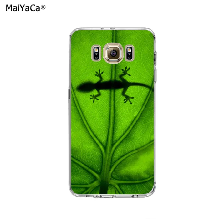 Gecko лягушки на листе Мягкий силиконовый прозрачный чехол для телефона samsung s6 edge plus
