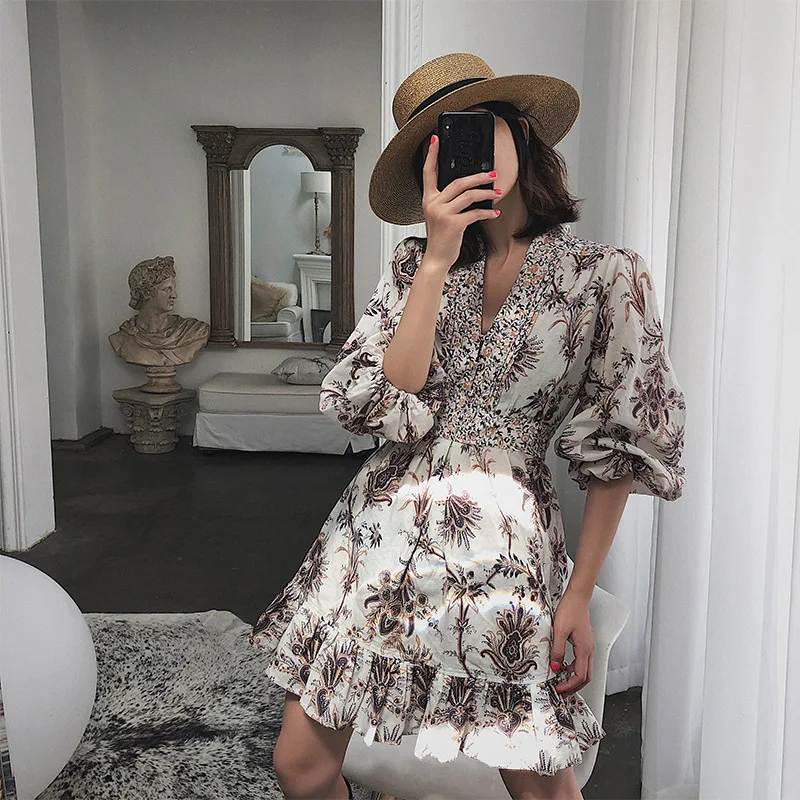 2019 летние каникулы Для женщин пляжное платье Повседневное с v-образным вырезом