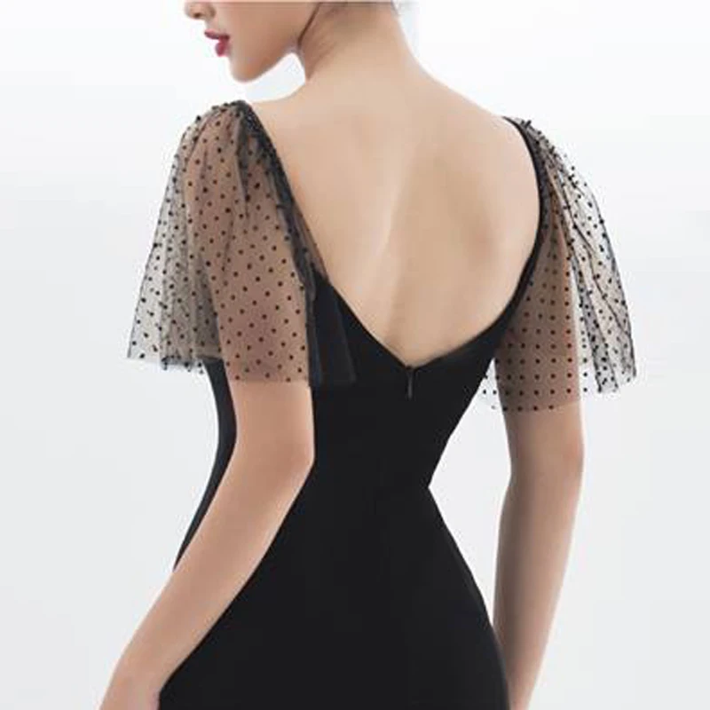 INDRESSME новое женское сексуальное Бандажное платье с коротким рукавом в горошек с открытой спиной до колена облегающее вечернее платье Черное Платье-футляр