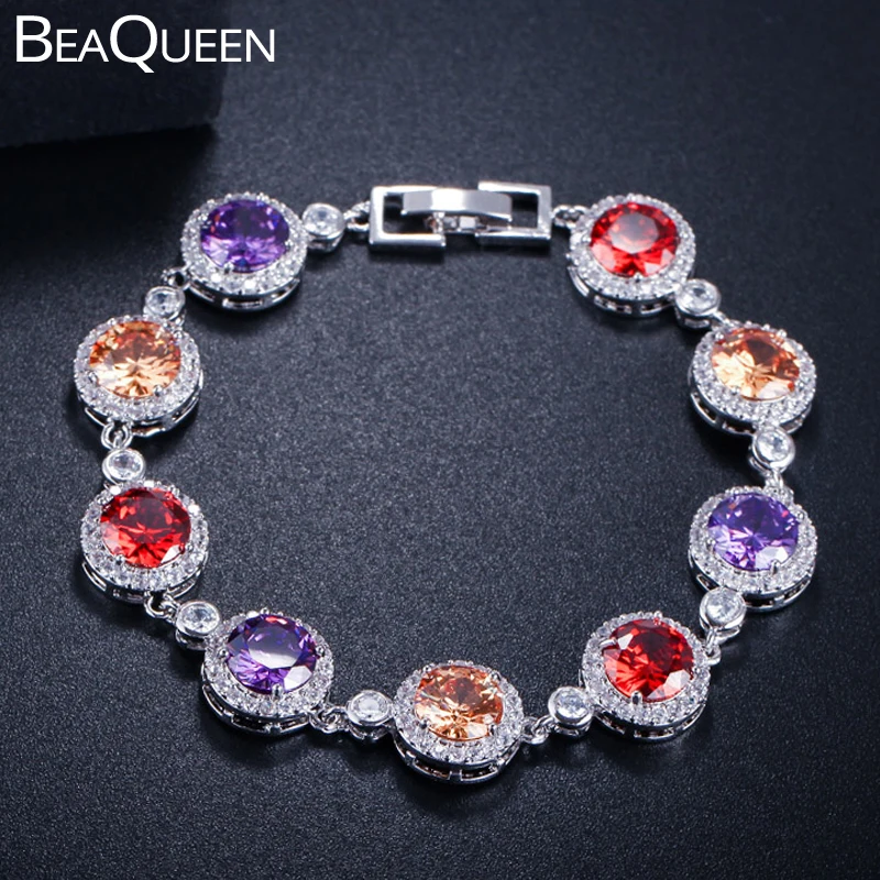 BeaQueen потрясающие большие фиолетовые красные цвета шампанского круглые фианиты