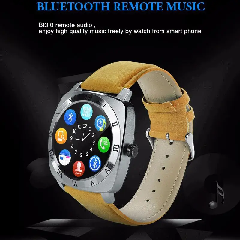 Новинка X3 Смарт часы телефон 2G SIM карта Кожаный ремешок Smartwatch спортивные Шагомер