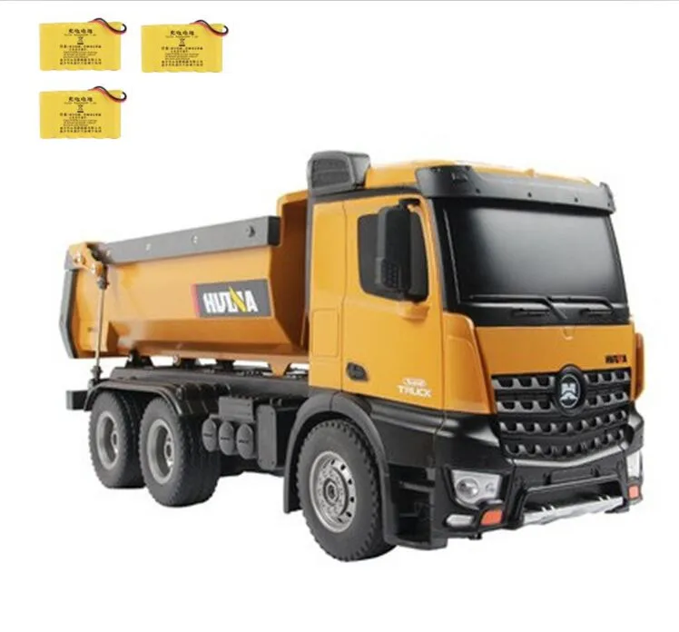 With 3 battery Новая Мальчик электрическая игрушка RC Truck 1:14 10CH 2,4G свободный подъем беспроводной пульт дистанционного управления ведро самосвал Machineshop грузовик со звуковым освещением - Цвет: With 3 battery