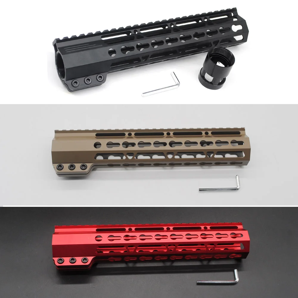 

TriRock Black/Tan/Red 10 inch Slim Keymod Handguard Free Floating Picatinny Rail Mount System Fit .223/5.56 Rifle AR-15/M4/M16