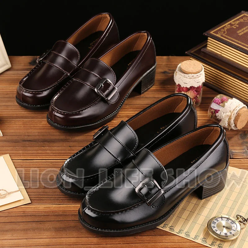 Универсальная женская униформа обувь плоские на низком каблуке Косплей Японская