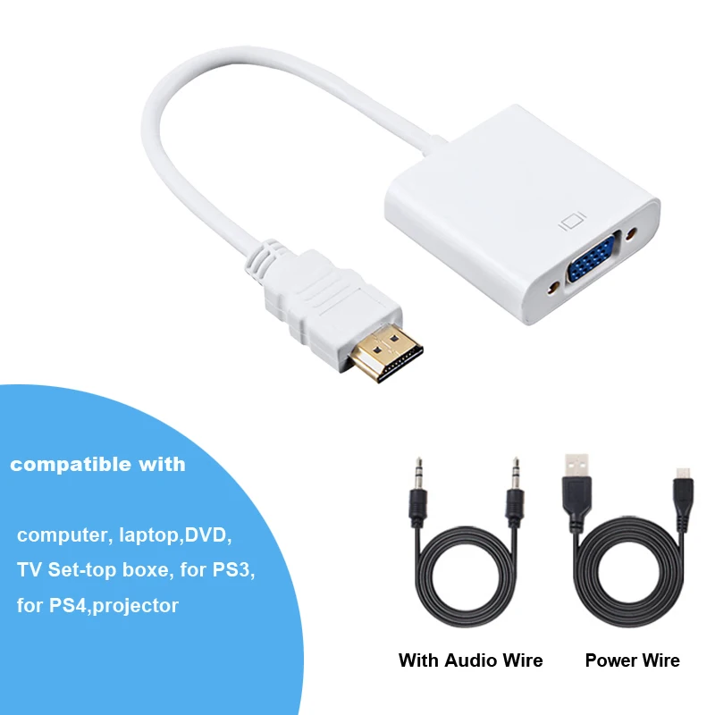 Адаптер hdmi-vga для ПК ноутбука планшета мужчин конвертер с разъемом адаптер 1080P цифровой аналоговый видео аудио