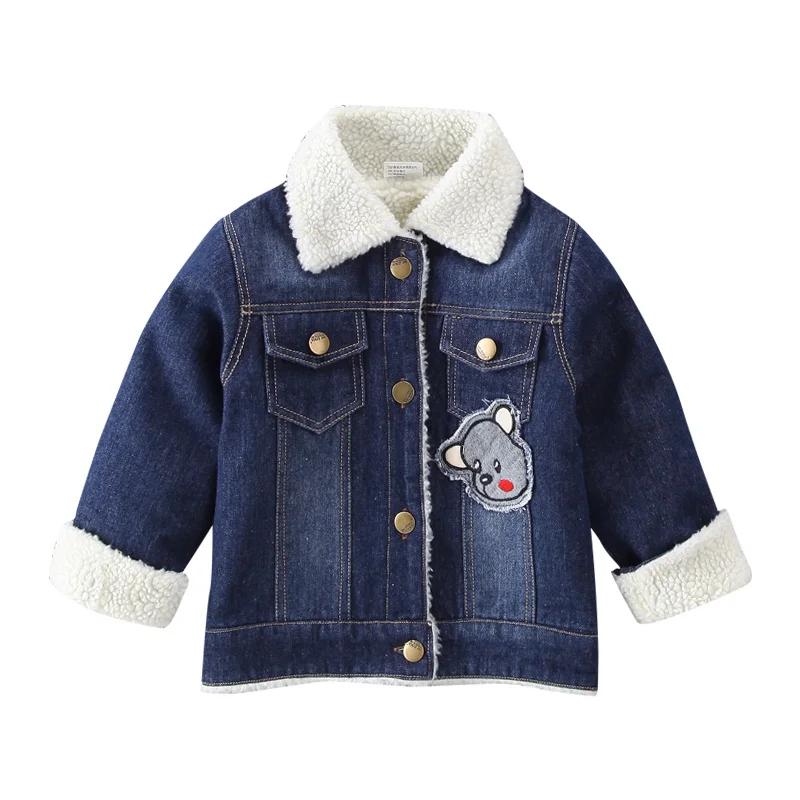 Джинсовая куртка для мальчиков зимняя От 2 до 7 лет из овечьей шерсти и девочек