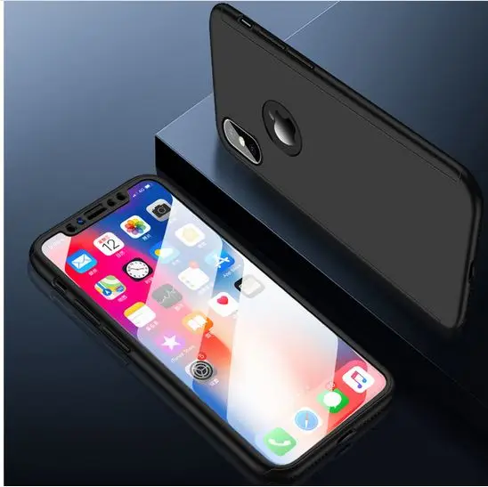 Черный 360 градусов полный чехол Защитный чехол для телефона для iPhone X XS 5 5S SE 6 6s Plus 7 8 Plus чехол для iPhone XS MAX XR передний и задний Чехол - Цвет: Черный