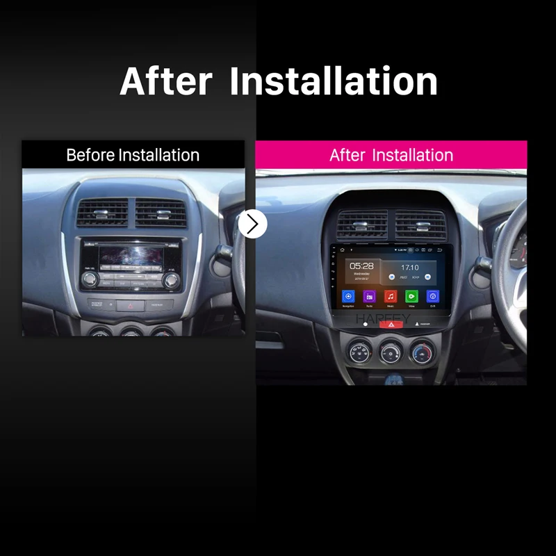 Мультимедийная магнитола Harfey 1DIN 10 1 дюйма 4 + 64 ГБ Android 0 GPS для Mitsubishi ASX Peugeot 2010 2012 2013