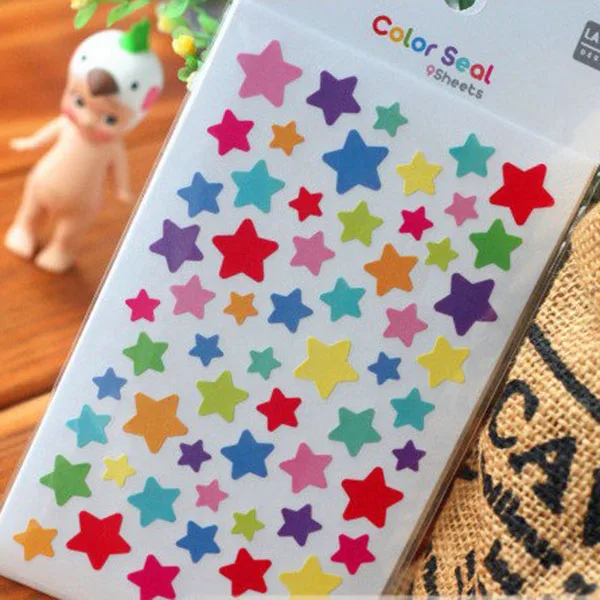 Star Красочные наклейки, забавные наклейки, детские бумажные дневники, дневники, скрапбук, декоративные наклейки для ноутбука, Классические игрушки для детей - Цвет: Star