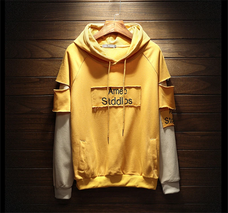 Новинка 2019 Мужская Уличная брендовая Толстовка в стиле пэчворк хип-хоп Harajuku