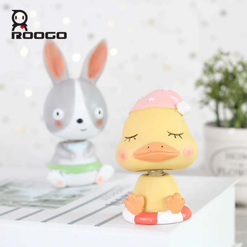 Roogo Cute Baby Animal Series Home Decoration Accessories Resin Figurine Anime Figures Toy Gift For Children Desktop Ornament