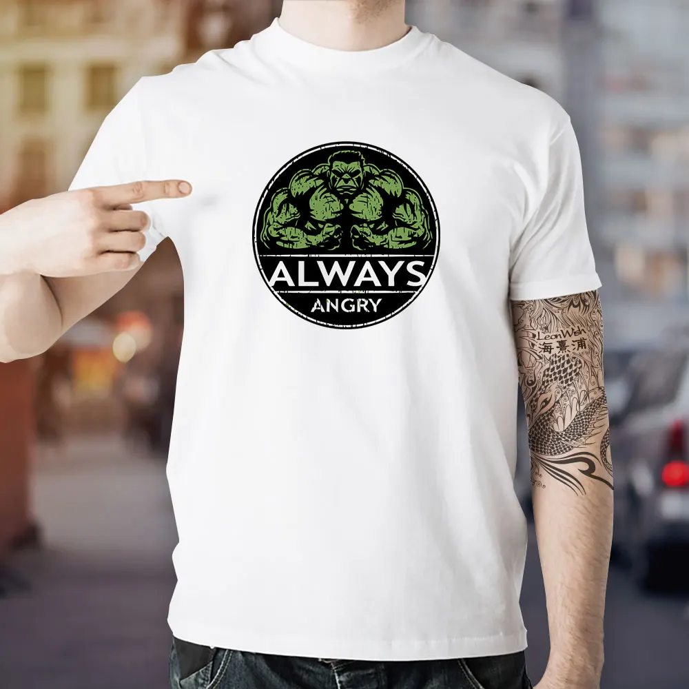 Футболка с надписью Always Angry Hulk крутая модная футболка короткими рукавами в стиле