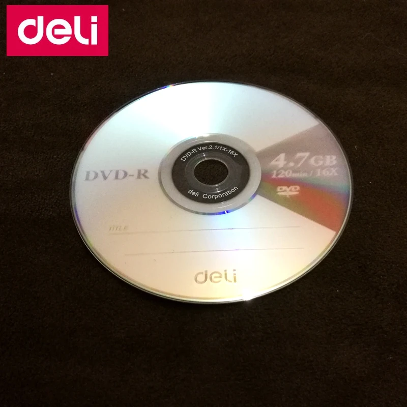 50 шт./лот Deli DVD-R пустые диски записываемый Цифровой Универсальный диск 4,7 GB/120 min/16x DVD-R диски полный пакет