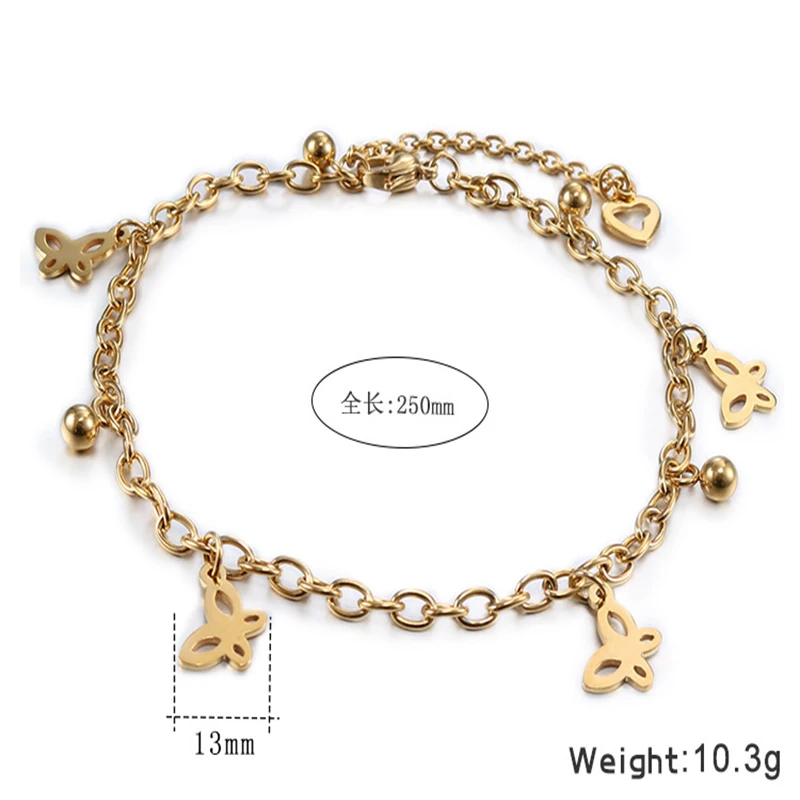 Женский браслет бабочка из нержавеющей стали YaHui регулируемый в стиле бохо