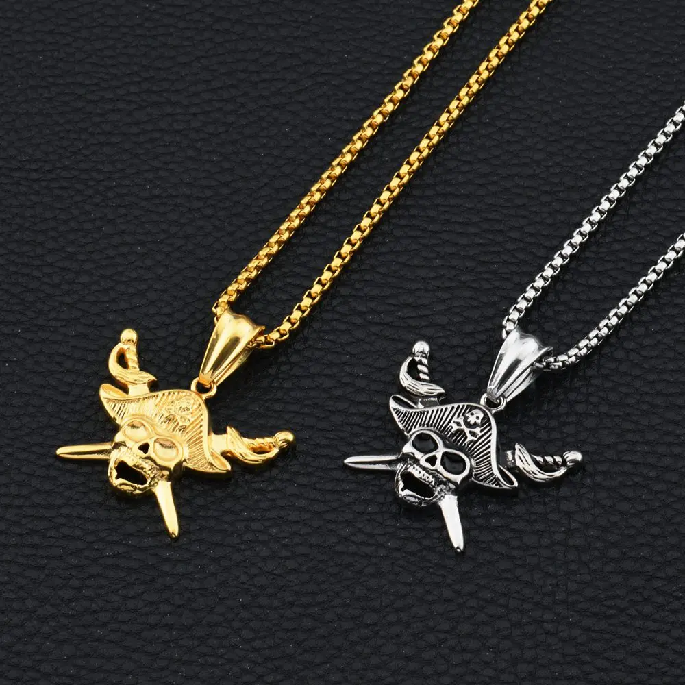 Goofan Хип-Хоп Ретро Пиратская подвеска скелет ожерелье из нержавеющей стали модные