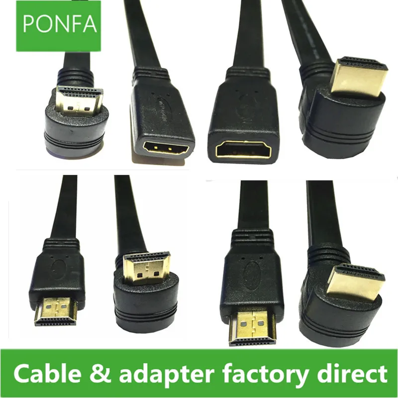 Плоские удлинительные кабели с углом вверх и вниз 90 градусов совместимые HDMI
