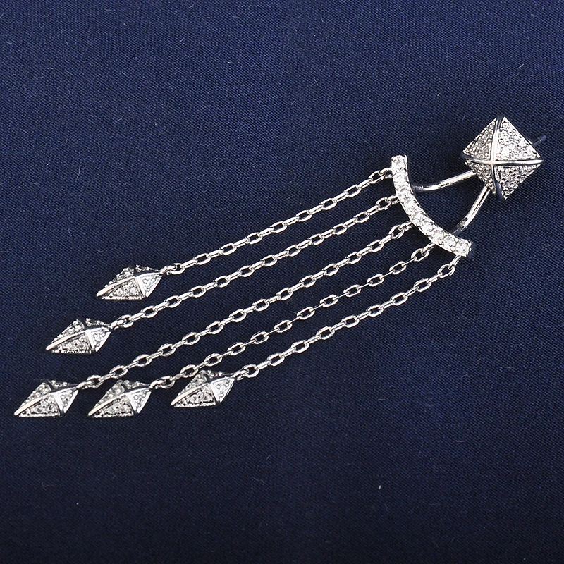 Серьги-подвески стразы блестящие синие в европейском и американском стиле |