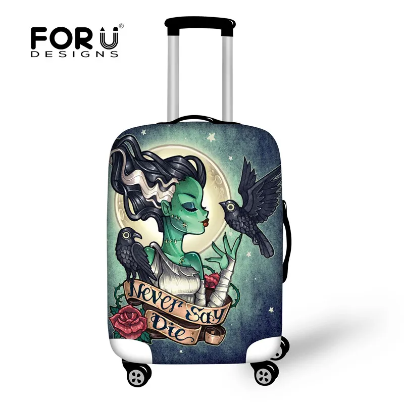 FORUDESIGNS, защитный чехол для костюма для путешествий, эластичные чехлы с черепами для 18-28 дюймов, чехол с защитой от пыли, водонепроницаемый чехол для багажа - Цвет: XD069