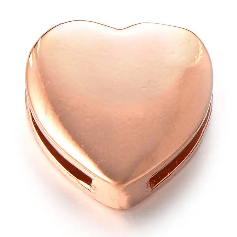 rose gold Pipitree High Polish Copper Heart Beads Charms for Jewelry Making Silver Gold Color DIY Trendy Spacer Beads fit Bracelet 13MM - Окраска металла: rose gold