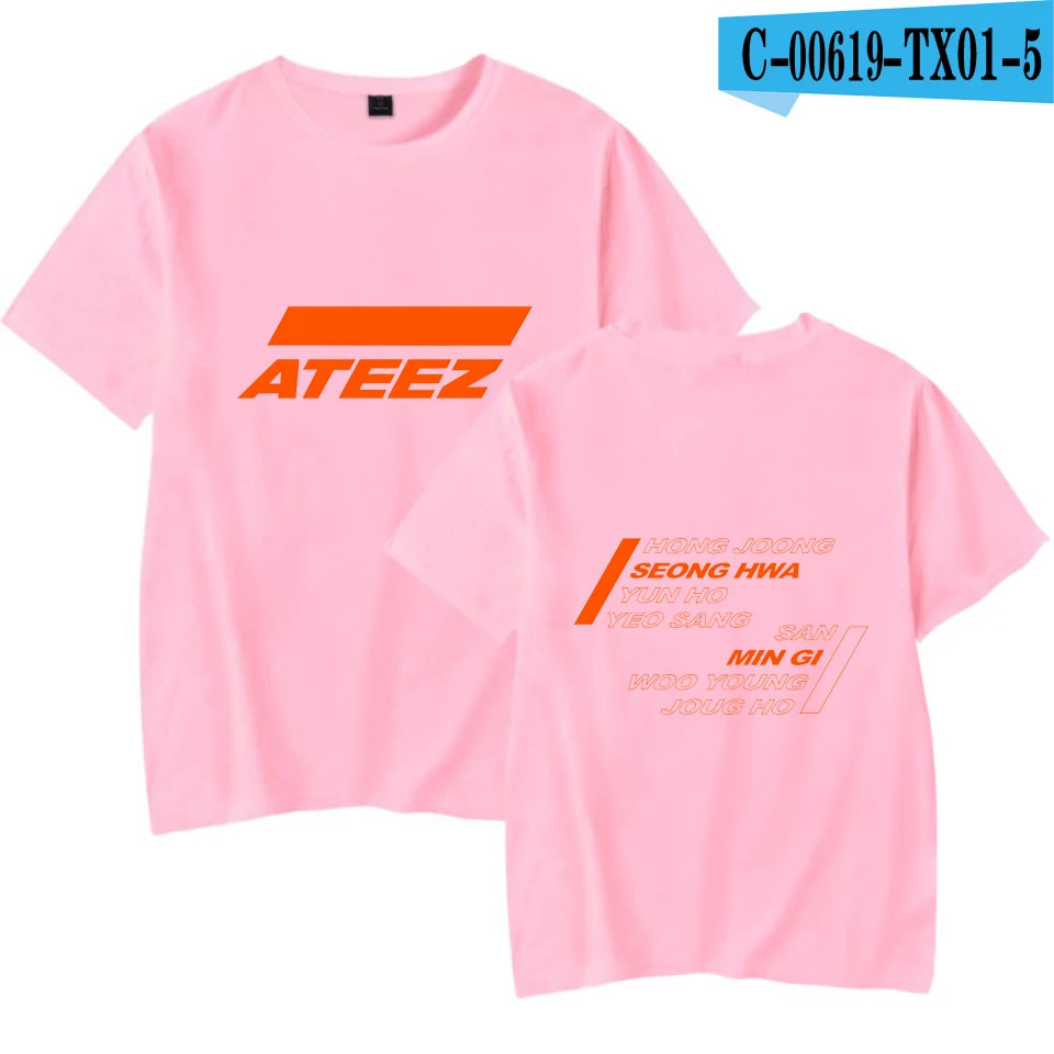ATEEZ повседневные футболки с принтом женская и мужская одежда летняя Горячая Распродажа Топы с коротким рукавом Kpops футболки размера плюс - Цвет: TX01-5