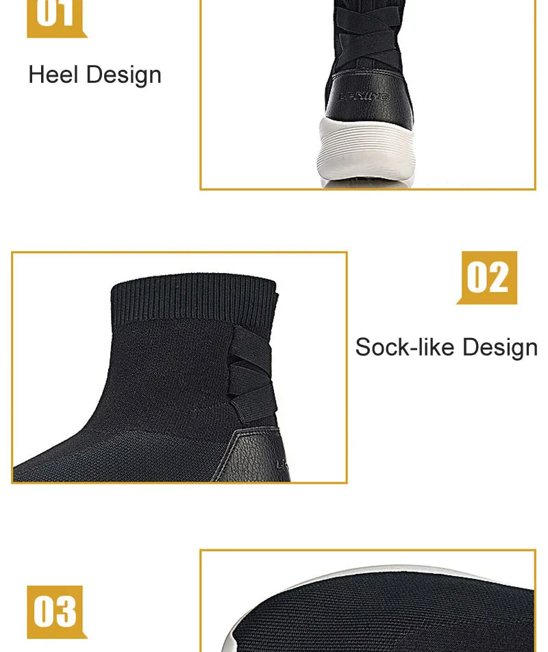 Clearance) Li-Ning Women NO PANTS Classic Lifestyle Shoes Sock-Like Mono Yarn LiNing Sport Shoes Sneakers AGCN088 YXB219