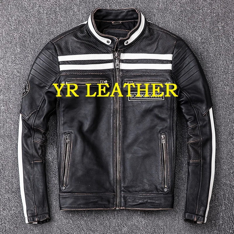 

Год! Бесплатная shipping.2019 модны мотоциклетные байкерская куртка из натуральной телячьей кожи. Джинсы с вышитыми черепами из воловьей кожи. По...
