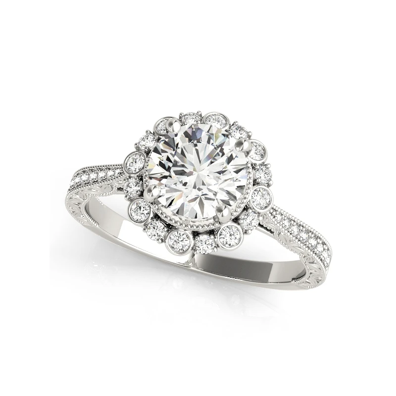AINUOSHI классическое 925 Серебряное белое золото цвет круглая огранка 1ct Halo женское кольцо для помолвки Свадьба Помолвка Свадебные серебряные кольца