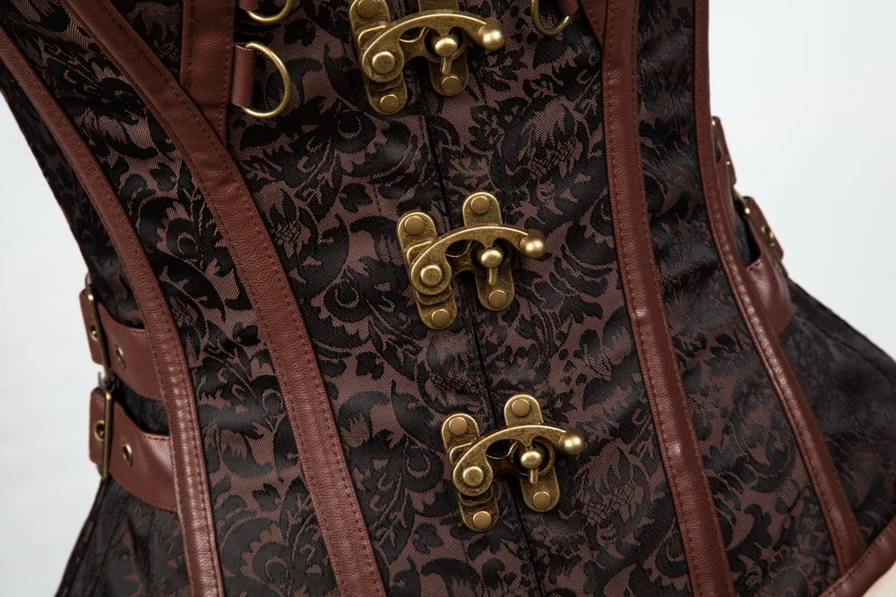 Стимпанк корсет лиф поясные корсеты и бюстье готичный панк женский стальной на