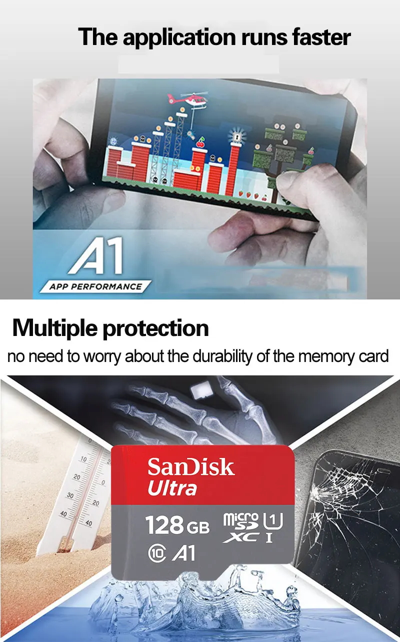 SanDisk Micro SD карта класс 10 U1 TF карта 16 ГБ 32 ГБ 98 МБ/с./с 64 Гб 128 ГБ 200 ГБ 256 ГБ 100 МБ/с./с карта памяти для Samrtphone/настольный ПК