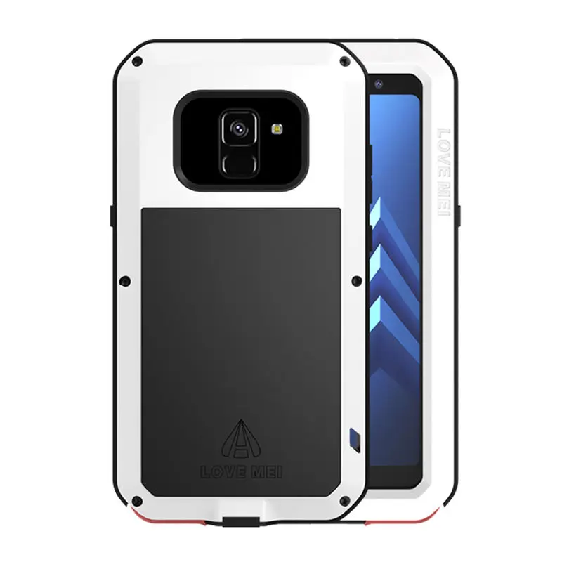 White Металлический чехол для samsung A8 чехол противоударный полный корпус сверхмощный защитный чехол для samsung Galaxy A8 Plus чехол - Цвет: White