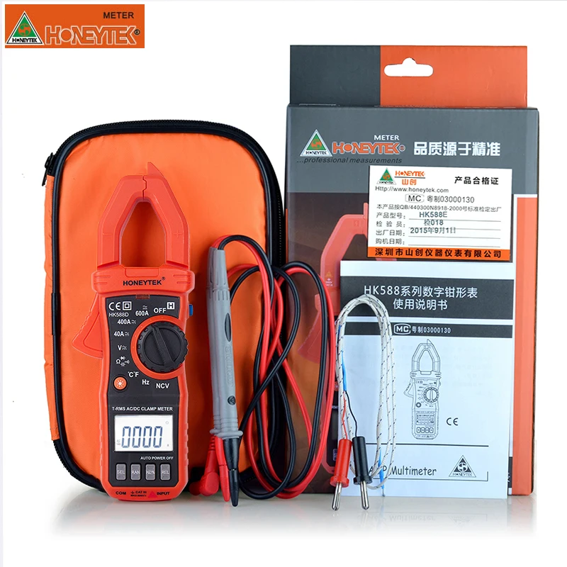 

Multimeter True RMS ESR Capacitor Tester Voltmeter Digital Ammeter Current Clamp Meter With Bag Probe Tip Pen HK588D Temperature