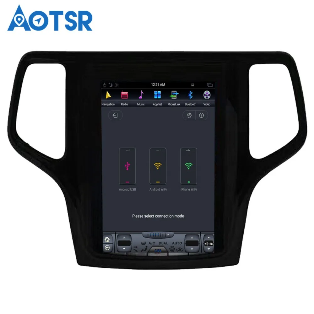 Aotsr Android 7 1 Тесла стиль Автомобильный GPS навигатор для JEEP Grand Cherokee 2014 2018 золотой и