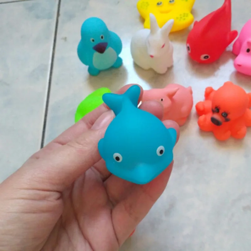 13 Pcs Mixed Animals Swimming Water Toys Colorful Soft Floating Rubber Duck Squeeze Sound Squeaky Bathing Toy For Baby Bath Toys|Игрушки