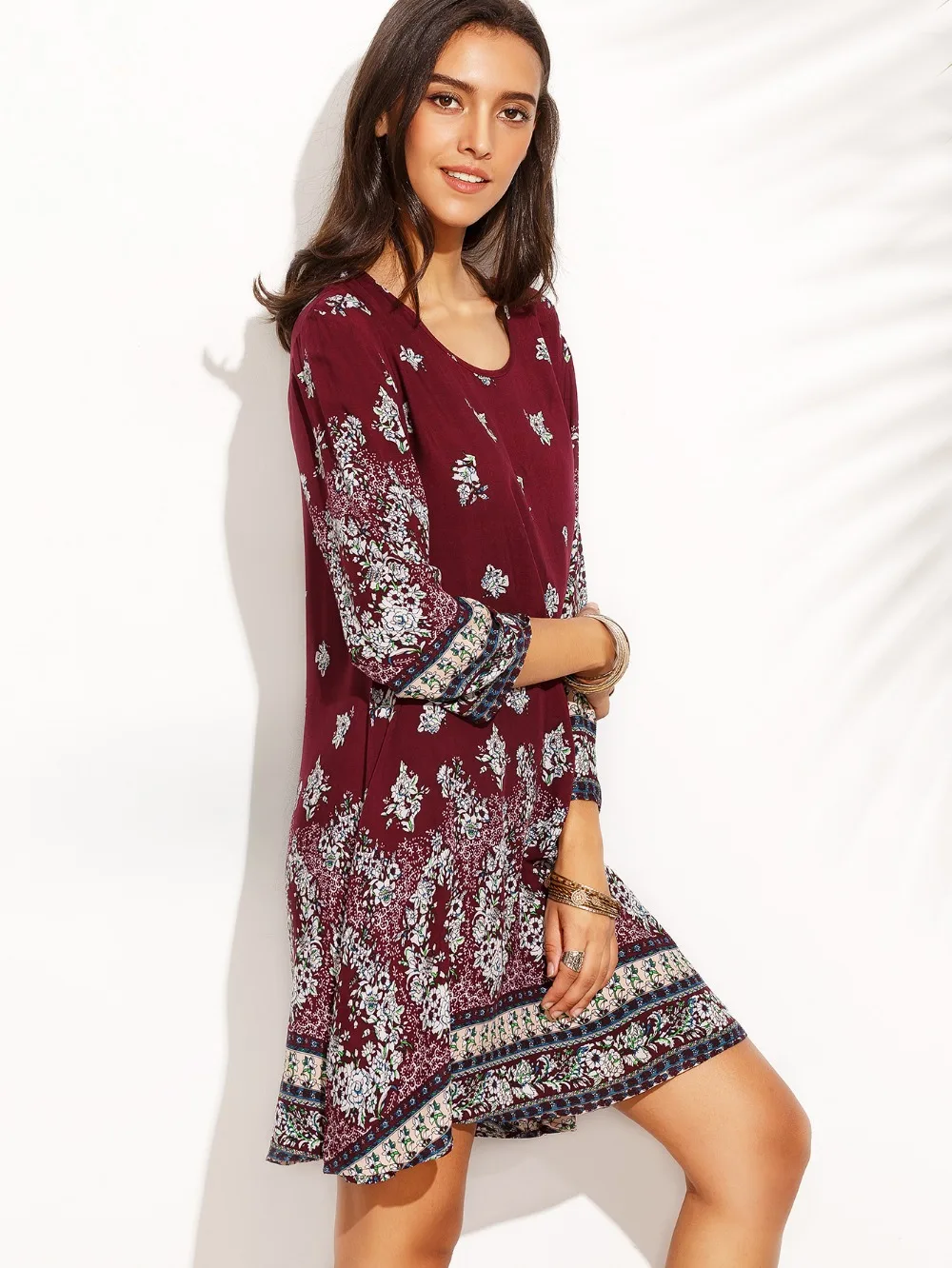 Для женщин летние богемные барокко мини платье с принтом 2019 халат Винтаж