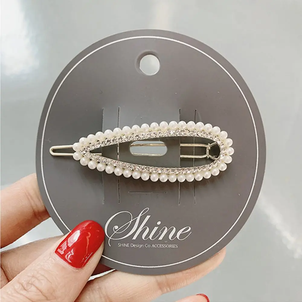 

2019 Hot Fashion Women Imitation Pearl Cystal Hair Clip Korean Hairpin Geometric Heart Waterdrop Hair Styling Accessories